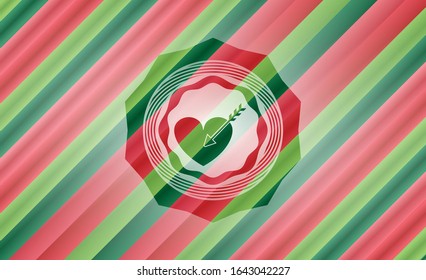 love icon inside christmas colors style badge.
