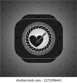 love icon inside dark badge or emblem