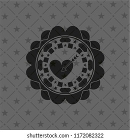 love icon inside dark emblem. Retro
