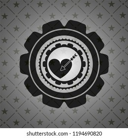 love icon inside dark emblem. Retro
