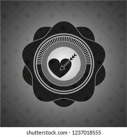 love icon inside dark emblem. Retro