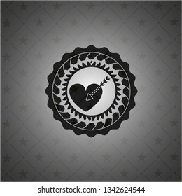 love icon inside dark emblem. Retro