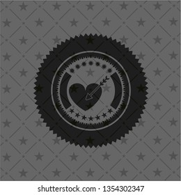love icon inside dark emblem. Retro