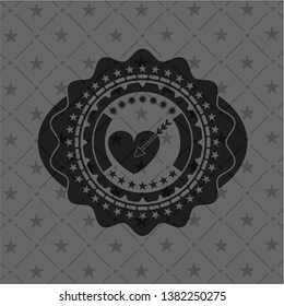 love icon inside dark emblem. Retro