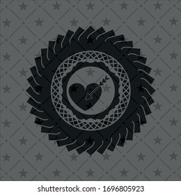 love icon inside dark emblem. Retro