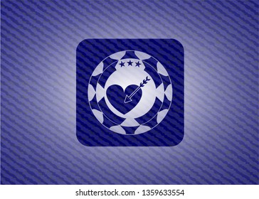 love icon inside denim background