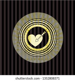 love icon inside gold emblem or badge