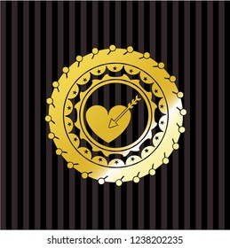 love icon inside golden badge