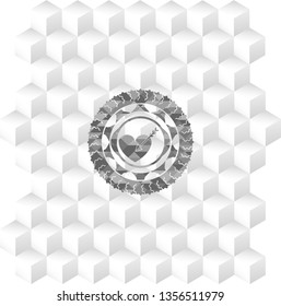 love icon inside grey emblem. Retro with geometric cube white background