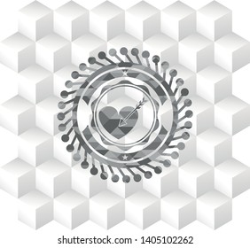 love icon inside grey emblem. Vintage with geometric cube white background
