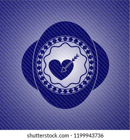 love icon inside jean or denim emblem or badge background