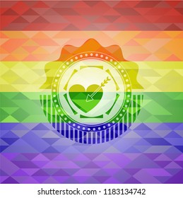 love icon inside lgbt colors emblem 