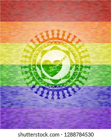 love icon inside lgbt colors emblem 