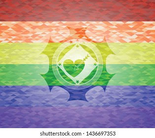 love icon inside lgbt colors emblem 