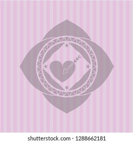 love icon inside pink emblem. Retro