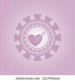 love icon inside pink emblem. Flat design. 