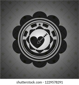 love icon inside realistic black emblem