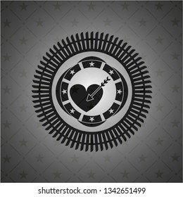 love icon inside realistic black emblem