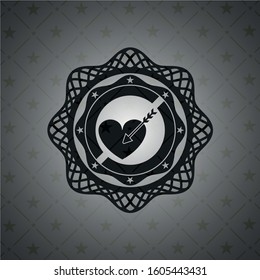 love icon inside realistic black emblem