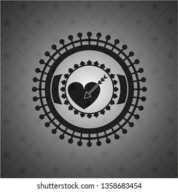 love icon inside realistic dark emblem