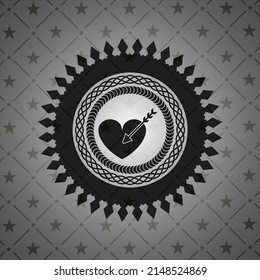 love icon inside realistic dark emblem. 
