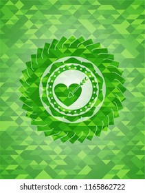 love icon inside realistic green mosaic emblem
