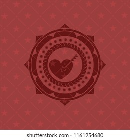 love icon inside realistic red emblem