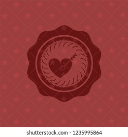 love icon inside realistic red emblem