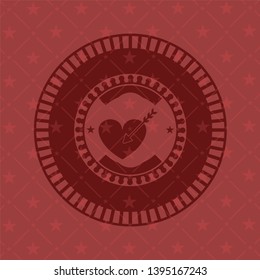 love icon inside realistic red emblem