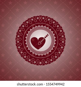 love icon inside realistic red emblem
