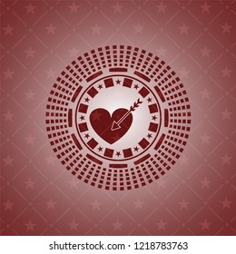 love icon inside red emblem. Retro