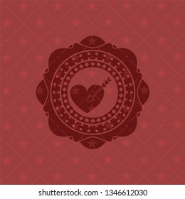 love icon inside red emblem. Retro