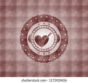 love icon inside red geometric badge. Seamless.