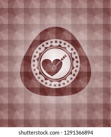 love icon inside red geometric badge. Seamless.