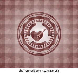 love icon inside red polygonal badge. Seamless.