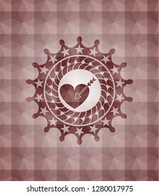 love icon inside red polygonal badge. Seamless.