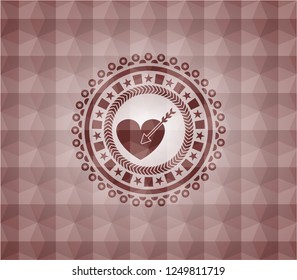 love icon inside red seamless polygonal badge.