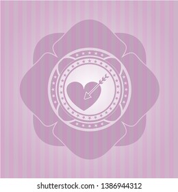 love icon inside retro pink emblem
