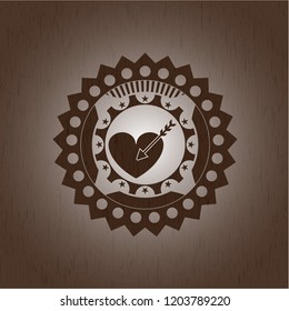 love icon inside retro style wooden emblem