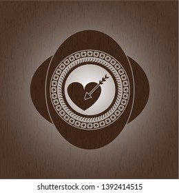 love icon inside retro style wooden emblem