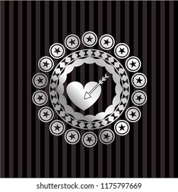 love icon inside silver badge or emblem