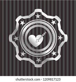 love icon inside silver badge or emblem