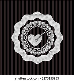 love icon inside silver shiny badge