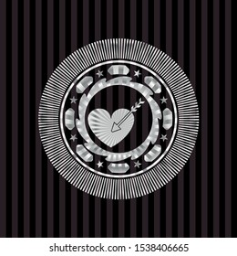 love icon inside silver shiny emblem