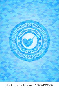 love icon inside sky blue mosaic emblem