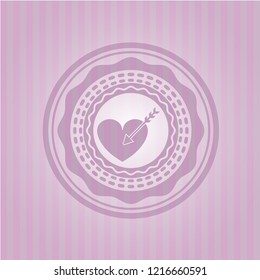 love icon inside vintage pink emblem