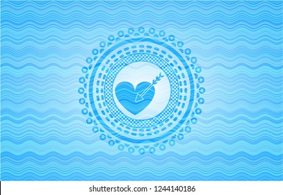 love icon inside water representation badge background.