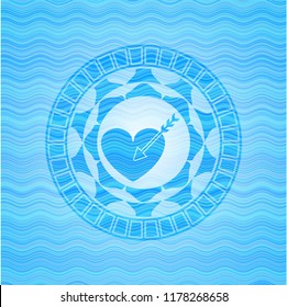 love icon inside water style badge.