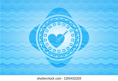 love icon inside water style emblem.