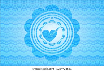 love icon inside water style badge.